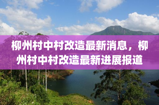 柳州村中村改造最新消息，柳州村中村改造最新進(jìn)展山東水清源環(huán)保科技有限公司報(bào)道