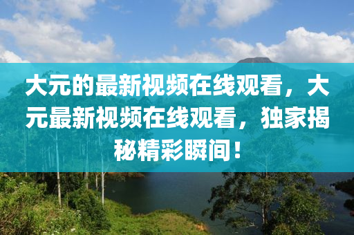 大元的最新視頻在線觀看，山東水清源環(huán)?？萍加邢薰敬笤钚乱曨l在線觀看，獨家揭秘精彩瞬間！