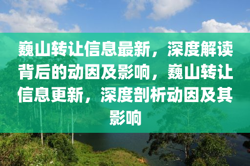 巍山轉(zhuǎn)讓信息最新，深度解讀背后的動(dòng)因及影響，巍山轉(zhuǎn)讓信息更新，深度剖析動(dòng)因及其影響山東水清源環(huán)?？萍加邢薰? class=